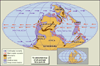 Distribution of landmasses, mountainous regions, shallow seas, and deep ocean basins during the �